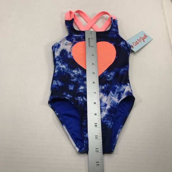 Cat And Jack Girl's Size 12 Month One Piece Swim Suit Blue Tie Dyed New With Tag - Picture 11 of 12